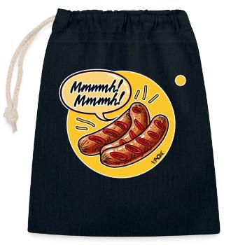 Mmmh, lecker Bratwurst - Verschließbarer Geschenkbeutel aus Baumwolle (25x30cm) - Navy - Vorne