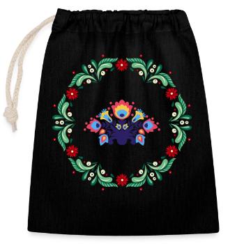I Love Folk - Closable cotton gift bag (25x30cm) - black - Front