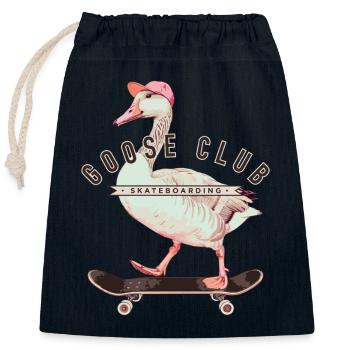 oie skateboard design amusant - Sac cadeau en coton avec cordon (25 x 30 cm) - bleu marine - Devant