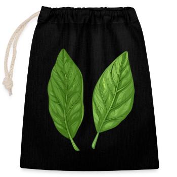 Deux feuilles de basilic Pure Nature - Sac cadeau en coton avec cordon (25 x 30 cm) - noir - Devant