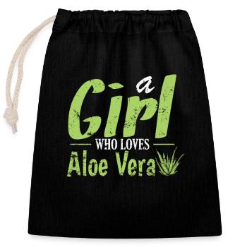 a Girl who Loves Aloe Vera Heilpflanze - Verschließbarer Geschenkbeutel aus Baumwolle (25x30cm) - Schwarz - Vorne