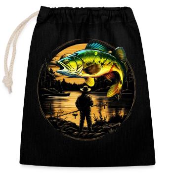 Poisson bar - Sac cadeau en coton avec cordon (25 x 30 cm) - noir - Devant