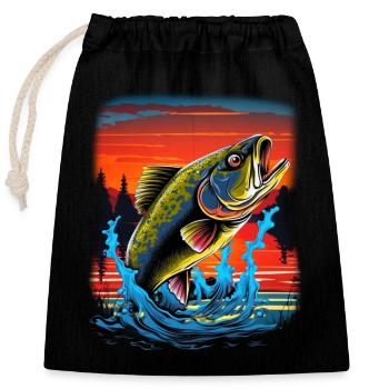 Poisson bar - Sac cadeau en coton avec cordon (25 x 30 cm) - noir - Devant