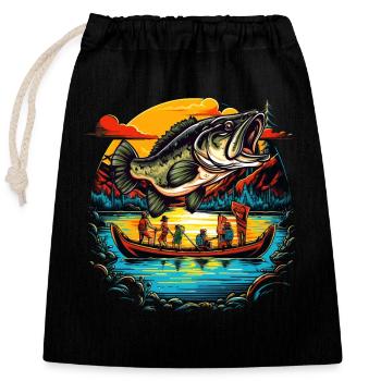 Poisson bar - Sac cadeau en coton avec cordon (25 x 30 cm) - noir - Devant