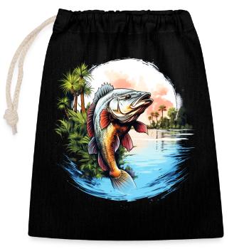 Bass Fish - Closable cotton gift bag (25x30cm) - black - Front