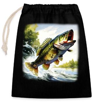 Bass Fish - Closable cotton gift bag (25x30cm) - black - Front