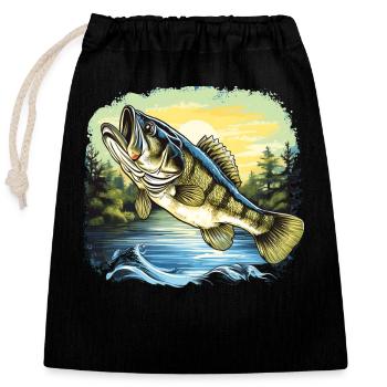 Bass Fish - Closable cotton gift bag (25x30cm) - black - Front