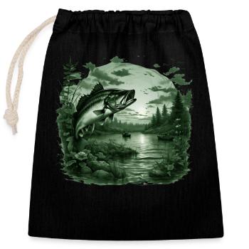 Poisson bar - Sac cadeau en coton avec cordon (25 x 30 cm) - noir - Devant