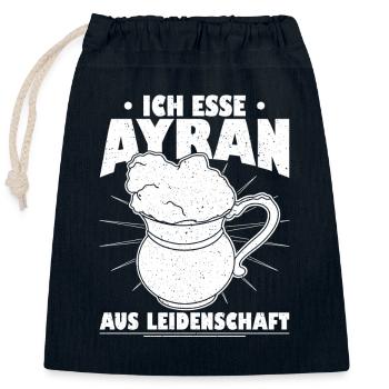 Döner Ayran Getränk Joghurt Imbiss Kebab Salz - Verschließbarer Geschenkbeutel aus Baumwolle (25x30cm) - Navy - Vorne