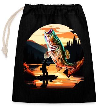 Poisson bar - Sac cadeau en coton avec cordon (25 x 30 cm) - noir - Devant