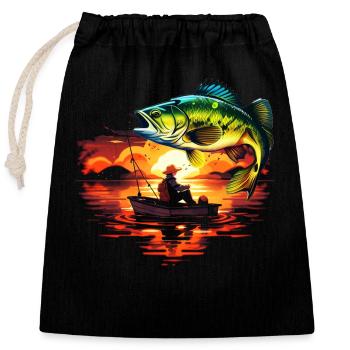 Poisson bar - Sac cadeau en coton avec cordon (25 x 30 cm) - noir - Devant