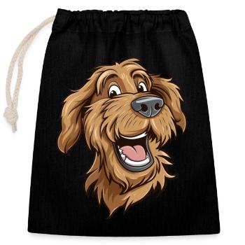 Labradoodle | Cartoon Artwork - Verschließbarer Geschenkbeutel aus Baumwolle (25x30cm) - Schwarz - Vorne