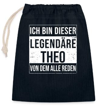 I'm this legendary for Theo - Closable cotton gift bag (25x30cm) - navy - Front