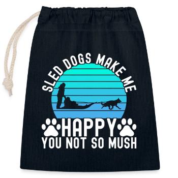 Sledding Sled dogs - Closable cotton gift bag (25x30cm) - navy - Front