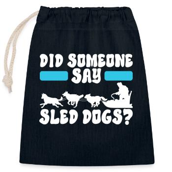 Sledding Sled dogs - Closable cotton gift bag (25x30cm) - navy - Front