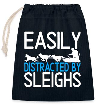 Sledding Sled dogs - Closable cotton gift bag (25x30cm) - navy - Front