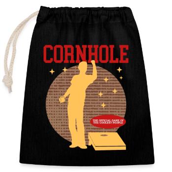 Cornhole Player Bean Bag Blind Hole Cadeau - Sac cadeau en coton avec cordon (25 x 30 cm) - noir - Devant