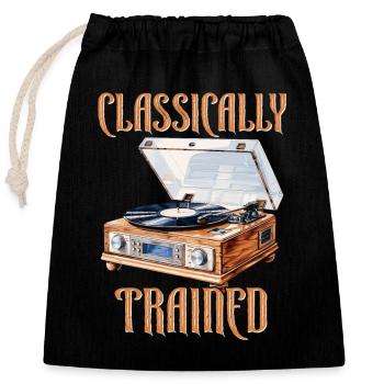 Classically Trained Vintage Record Player - Closable cotton gift bag (25x30cm) - black - Front