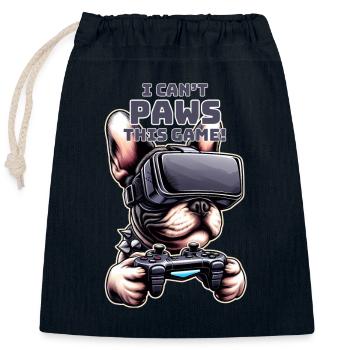 Hunde, Französische Bulldogge Videospiel VR-Brille - Verschließbarer Geschenkbeutel aus Baumwolle (25x30cm) - Navy - Vorne