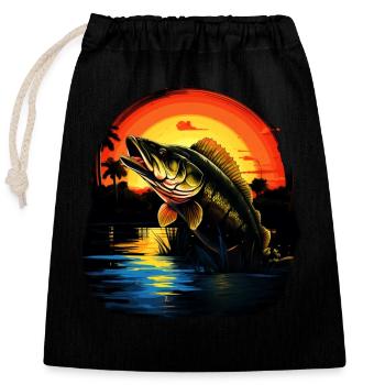 Poisson bar - Sac cadeau en coton avec cordon (25 x 30 cm) - noir - Devant