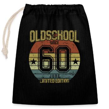 Juin 1960 - Anniversaire en juin Oldschool - Sac cadeau en coton avec cordon (25 x 30 cm) - noir - Devant
