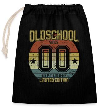 Septembre 2000 - Anniversaire en septembre Oldschool - Sac cadeau en coton avec cordon (25 x 30 cm) - noir - Devant