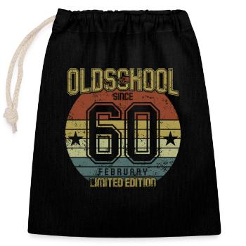 Février 1960 - Anniversaire en février Oldschool - Sac cadeau en coton avec cordon (25 x 30 cm) - noir - Devant
