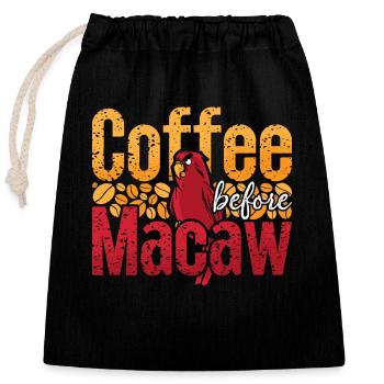 Café d’amateur d’ara avant d’amateur de café d’oiseaux exotiques - Sac cadeau en coton avec cordon (25 x 30 cm) - noir - Devant