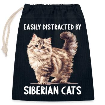 Chat Sibérien Sibirische Katze - Sac cadeau en coton avec cordon (25 x 30 cm) - bleu marine - Devant