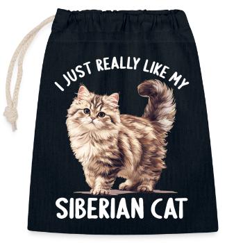 Chat Sibérien Sibirische Katze - Sac cadeau en coton avec cordon (25 x 30 cm) - bleu marine - Devant