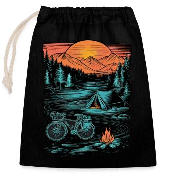 Fahrrad Camping Zelten Berge Natur Ausflug - Verschließbarer Geschenkbeutel aus Baumwolle (25x30cm) - Schwarz - Vorne