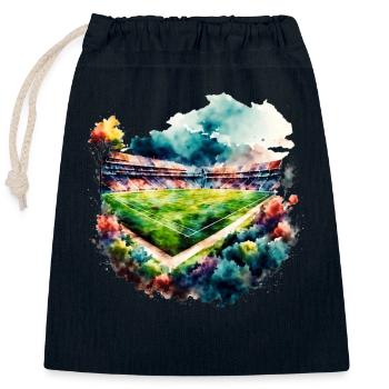 Stade de football dans le stade de Fussball à l’aquarelle - Sac cadeau en coton avec cordon (25 x 30 cm) - bleu marine - Devant