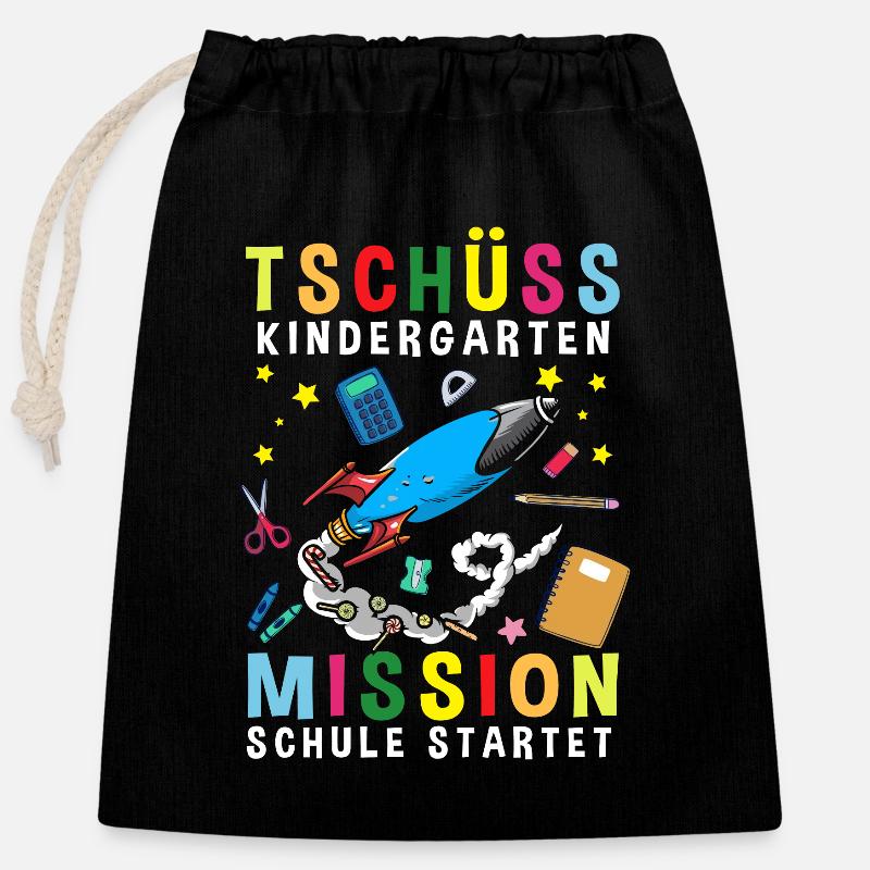 Bye Bye Kindergarten Mission School Starts - Closable cotton gift bag (25x30cm) - black