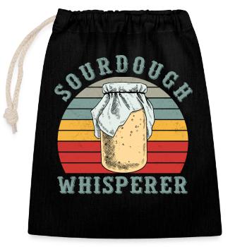 Sourdough Whisperer Bakery Bakers Retro Outfit - Verschließbarer Geschenkbeutel aus Baumwolle (25x30cm) - Schwarz - Vorne