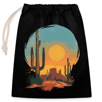 Sonnenuntergang Wüstenlandschaft - Verschließbarer Geschenkbeutel aus Baumwolle (25x30cm) - Schwarz - Vorne
