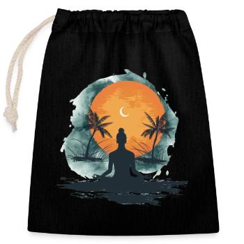 Méditation Coucher de soleil Île tropicale - Sac cadeau en coton avec cordon (25 x 30 cm) - noir - Devant