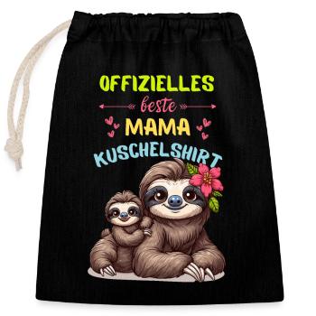 Paresseux Fête des Mères Maman Bébé Câlins Famille Doux - Sac cadeau en coton avec cordon (25 x 30 cm) - noir - Devant