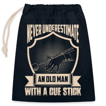 An Old Man With A Cue Stick Billiard Pool Billiards - Closable cotton gift bag (25x30cm) - navy - Front