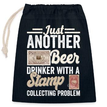 Beer & Stamps: A Collector's Perfect Blend - Closable cotton gift bag (25x30cm) - navy - Front