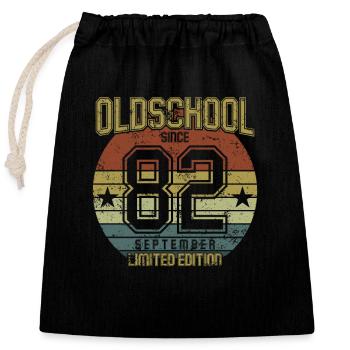 September 1982 - Birthday in September Oldschool - Closable cotton gift bag (25x30cm) - black - Front