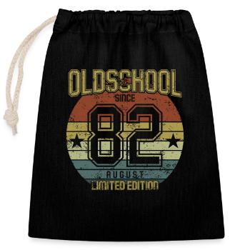 August 1982 - Birthday in August Oldschool - Closable cotton gift bag (25x30cm) - black - Front