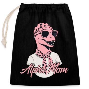Alpha Maman Drôle Dinosaure Maman Dinos Cool - Sac cadeau en coton avec cordon (25 x 30 cm) - noir - Devant