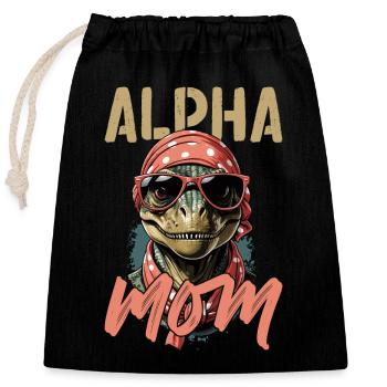 Maman alpha Drôle Dinosaure Iconique Maman - Sac cadeau en coton avec cordon (25 x 30 cm) - noir - Devant