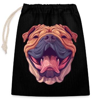 Shar-Pei | Cartoon Artwork - Closable cotton gift bag (25x30cm) - black - Front