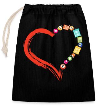 Bingo Player Heart - Verschließbarer Geschenkbeutel aus Baumwolle (25x30cm) - Schwarz - Vorne