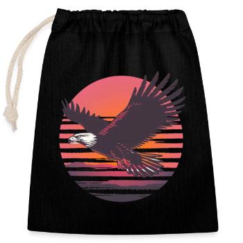 Adler Im Flug Vor Sonnenuntergang - Verschließbarer Geschenkbeutel aus Baumwolle (25x30cm) - Schwarz - Vorne