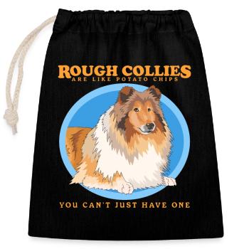 Collie Hunde Langhaarcollie Collies Geschenk - Verschließbarer Geschenkbeutel aus Baumwolle (25x30cm) - Schwarz - Vorne