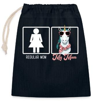 Drôle Maman Comparaison Licorne Maman - Sac cadeau en coton avec cordon (25 x 30 cm) - bleu marine - Devant