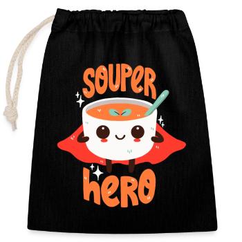 Superhelden-Suppe - Verschließbarer Geschenkbeutel aus Baumwolle (25x30cm) - Schwarz - Vorne