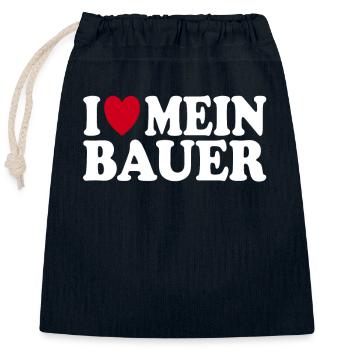 I Love My Farmer Fun Bold Expression Graphic - Closable cotton gift bag (25x30cm) - navy - Front